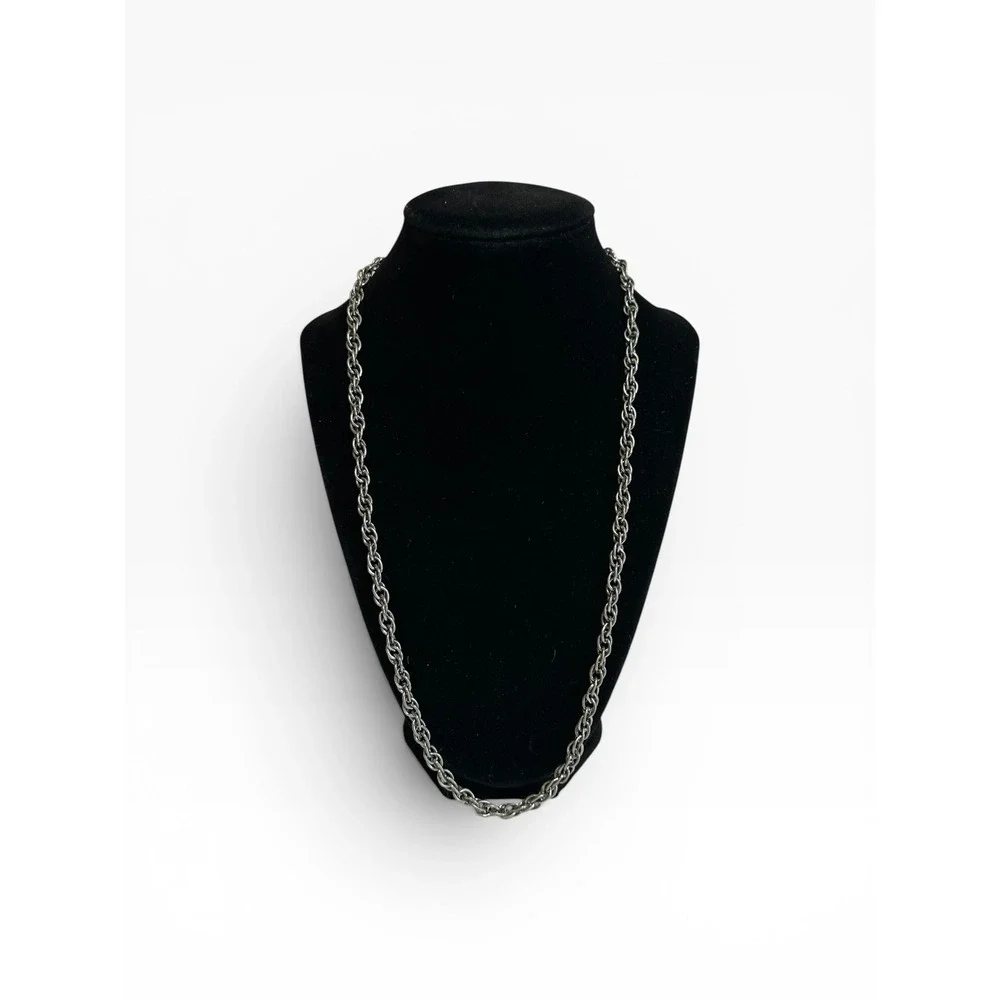 24in Silver Tone Rope Chain Necklace Unisex Link Style
